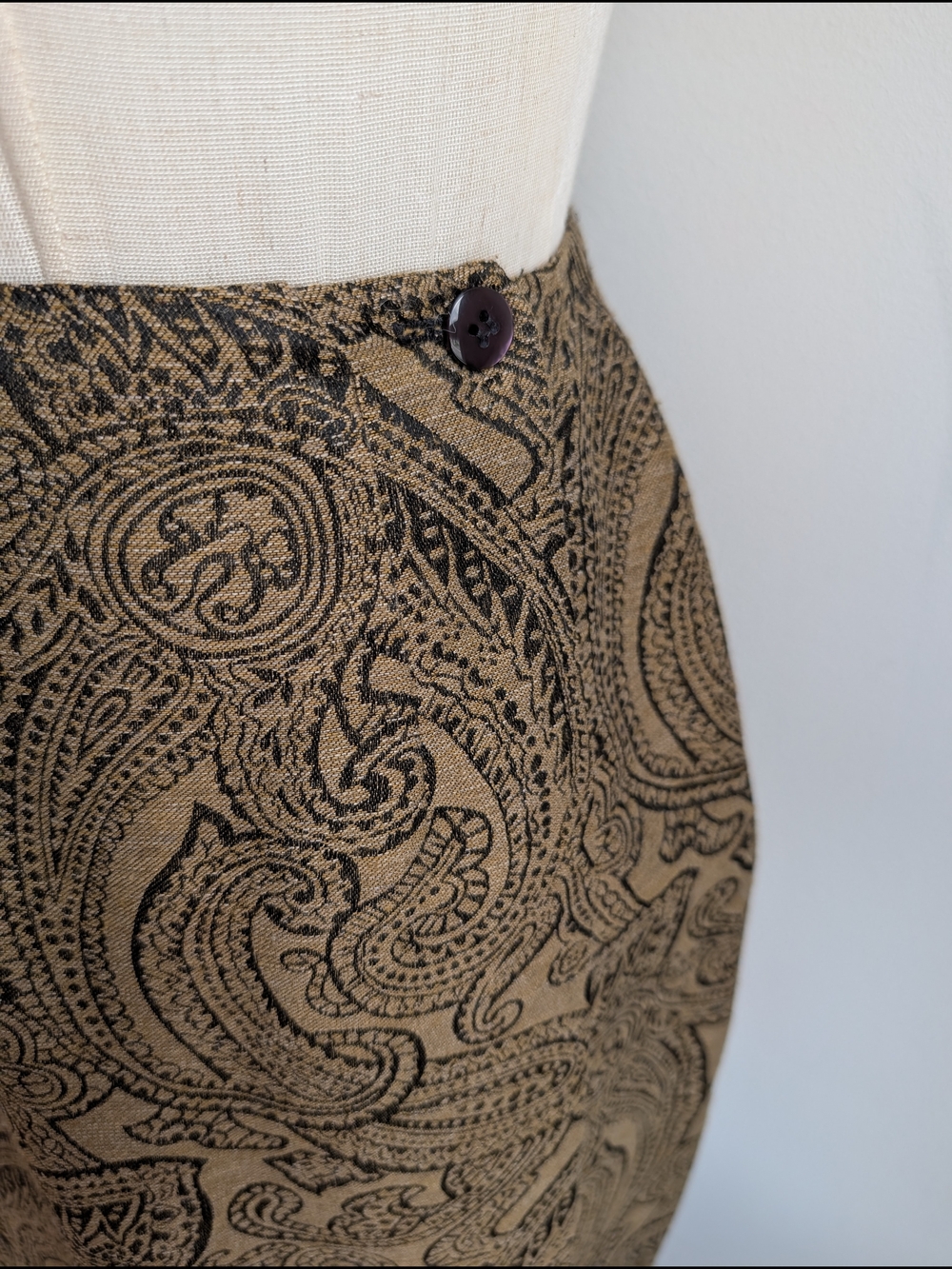 Vintage Wool Blend Tapestry Paisley Wrap Midi Skirt - Picture 2 of 10